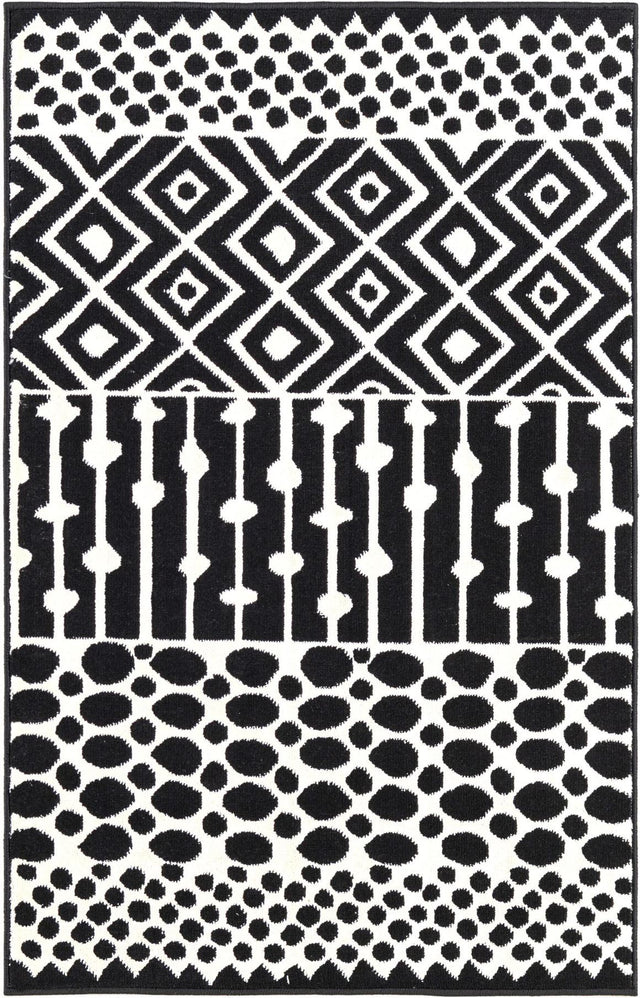 Black and White 2' 3 x 3' 1 Milano Rectangle Area Rug 100% Polyester with Cotton Backing Modern Contemporary Carpet for Home Decor Interior Design for Sale at Rug Engine