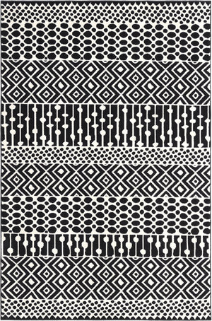 Black and White 4' 5 x 6' 1 Milano Rectangle Area Rug 100% Polyester with Cotton Backing Modern Contemporary Carpet for Home Decor Interior Design for Sale at Rug Engine