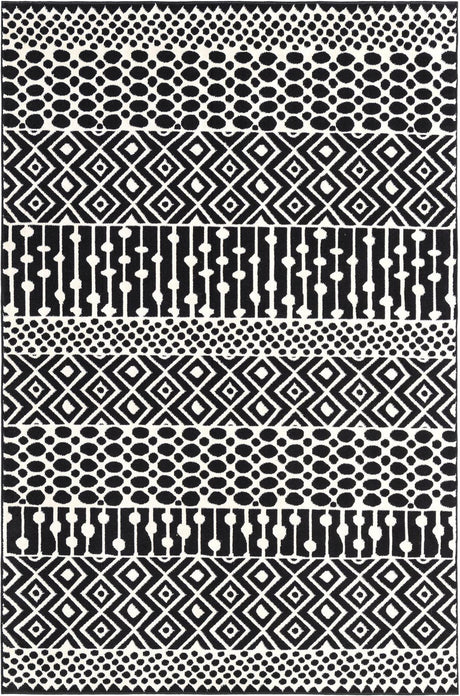 Black and White 4' 5 x 6' 1 Milano Rectangle Area Rug 100% Polyester with Cotton Backing Modern Contemporary Carpet for Home Decor Interior Design for Sale at Rug Engine