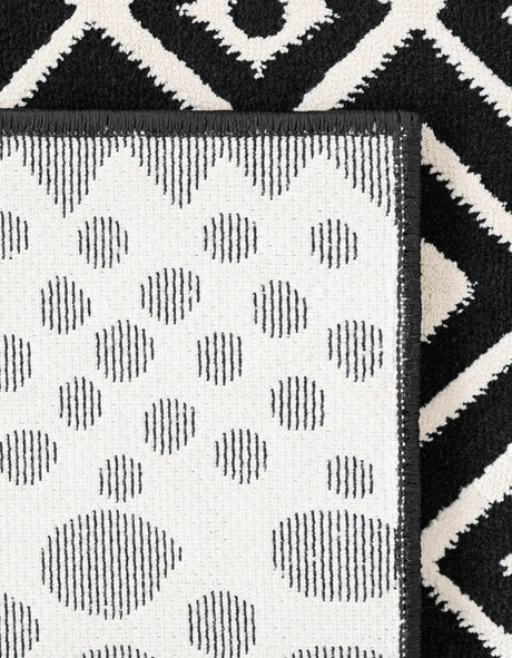 Black and White 8' 3 x 10' Milano Rectangle Area Rug 100% Polyester with Cotton Backing Modern Contemporary Carpet for Home Decor Interior Design for Sale at Rug Engine