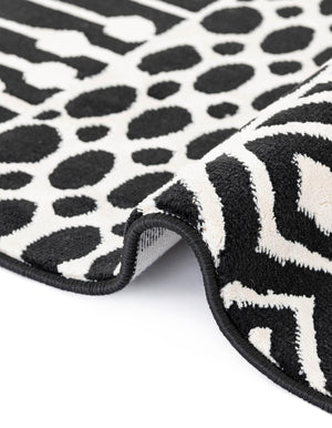 Black and White 5' 3 x 8' Milano Rectangle Area Rug 100% Polyester with Cotton Backing Modern Contemporary Carpet for Home Decor Interior Design for Sale at Rug Engine