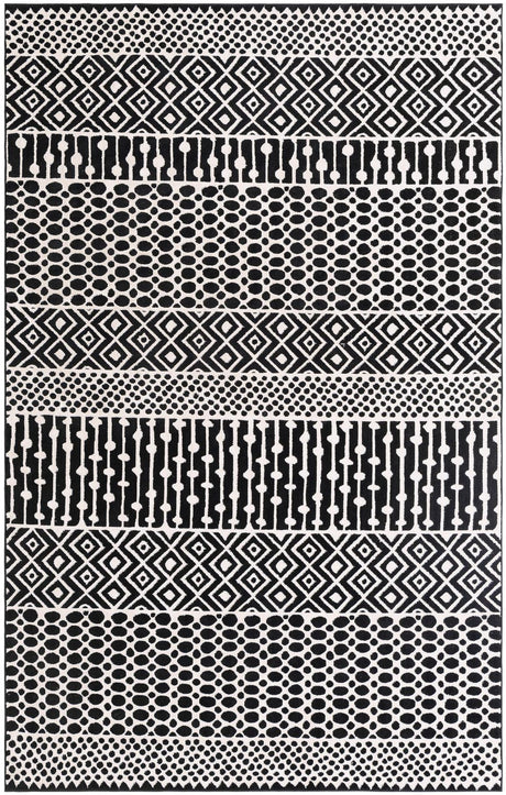 Black and White 5' 3 x 8' Milano Rectangle Area Rug 100% Polyester with Cotton Backing Modern Contemporary Carpet for Home Decor Interior Design for Sale at Rug Engine