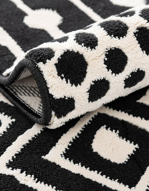 Black and White 2' 3 x 8' Milano Runner Area Rug 100% Polyester with Cotton Backing Modern Contemporary Carpet for Home Decor Interior Design for Sale at Rug Engine