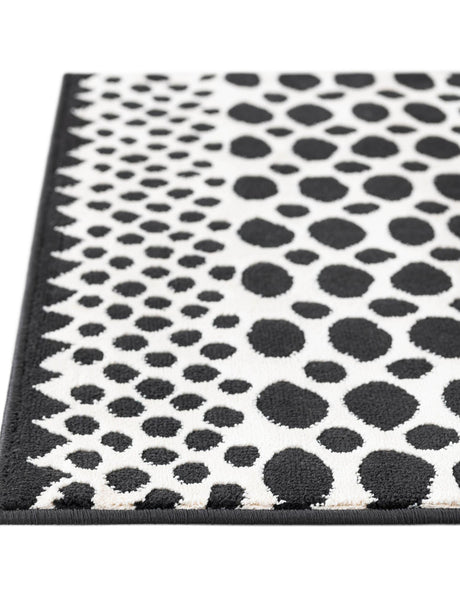 Black and White 2' 7 x 12' Milano Runner Area Rug 100% Polyester with Cotton Backing Modern Contemporary Carpet for Home Decor Interior Design for Sale at Rug Engine