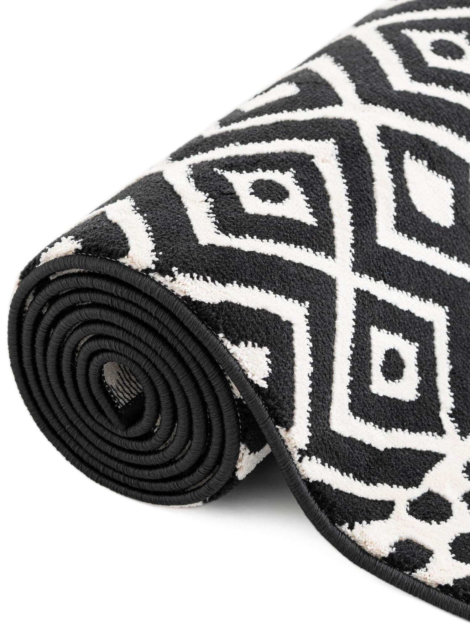 Black and White 2' 3 x 6' 1 Milano Runner Area Rug 100% Polyester with Cotton Backing Modern Contemporary Carpet for Home Decor Interior Design for Sale at Rug Engine