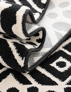 Black and White 2' 3 x 8' Milano Runner Area Rug 100% Polyester with Cotton Backing Modern Contemporary Carpet for Home Decor Interior Design for Sale at Rug Engine