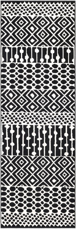 Black and White 2' 3 x 6' 1 Milano Runner Area Rug 100% Polyester with Cotton Backing Modern Contemporary Carpet for Home Decor Interior Design for Sale at Rug Engine