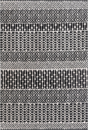 Black and White 6' 4 x 9' Milano Rectangle Area Rug 100% Polyester with Cotton Backing Modern Contemporary Carpet for Home Decor Interior Design for Sale at Rug Engine