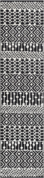 Black and White 2' 3 x 8' Milano Runner Area Rug 100% Polyester with Cotton Backing Modern Contemporary Carpet for Home Decor Interior Design for Sale at Rug Engine
