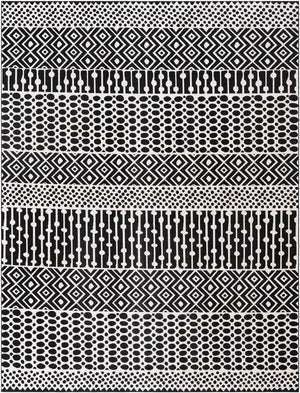 Black and White 8' 3 x 10' Milano Rectangle Area Rug 100% Polyester with Cotton Backing Modern Contemporary Carpet for Home Decor Interior Design for Sale at Rug Engine