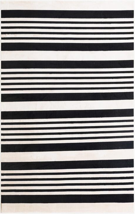 Black and White 5' 3 x 8' Milano Rectangle Area Rug 100% Polyester with Cotton Backing Modern Contemporary Carpet for Home Decor Interior Design for Sale at Rug Engine