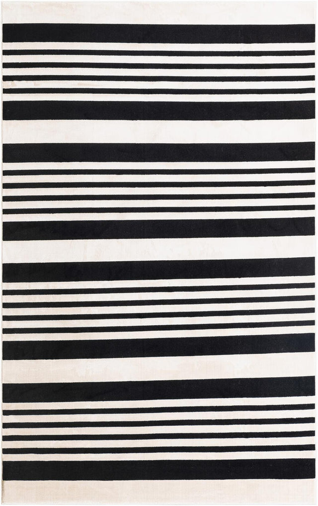 Black and White 5' 3 x 8' Milano Rectangle Area Rug 100% Polyester with Cotton Backing Modern Contemporary Carpet for Home Decor Interior Design for Sale at Rug Engine