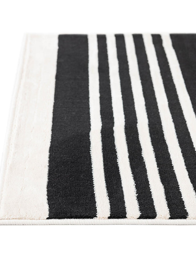 Black and White 2' 3 x 6' 1 Milano Runner Area Rug 100% Polyester with Cotton Backing Modern Contemporary Carpet for Home Decor Interior Design for Sale at Rug Engine