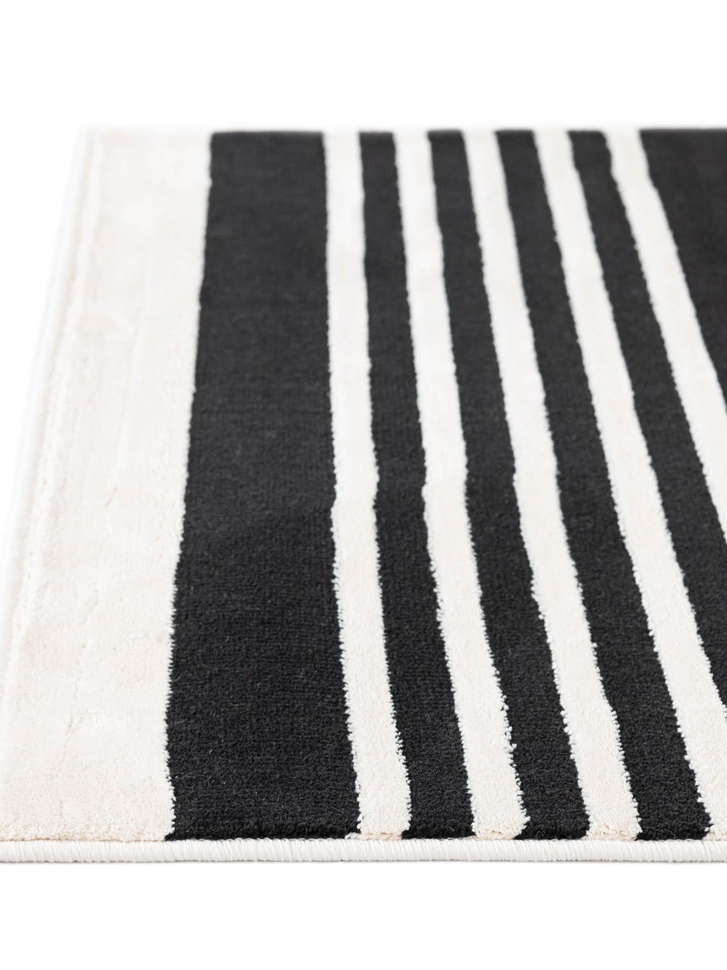 Black and White 2' 3 x 8' Milano Runner Area Rug 100% Polyester with Cotton Backing Modern Contemporary Carpet for Home Decor Interior Design for Sale at Rug Engine