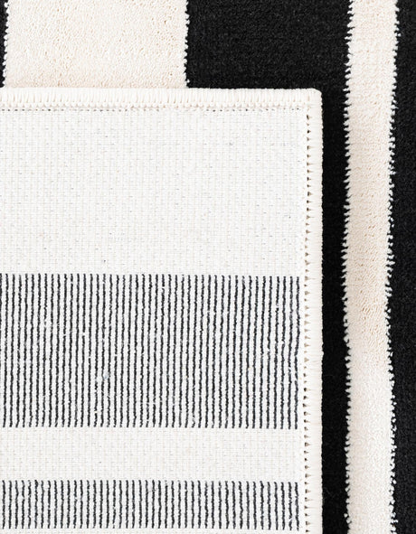 Black and White 2' 3 x 8' Milano Runner Area Rug 100% Polyester with Cotton Backing Modern Contemporary Carpet for Home Decor Interior Design for Sale at Rug Engine
