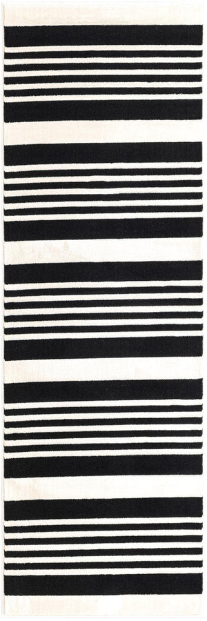Black and White 2' 3 x 6' 1 Milano Runner Area Rug 100% Polyester with Cotton Backing Modern Contemporary Carpet for Home Decor Interior Design for Sale at Rug Engine