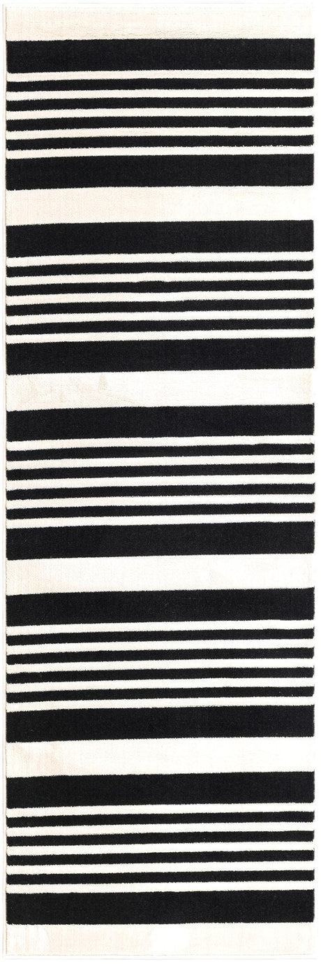 Black and White 2' 3 x 6' 1 Milano Runner Area Rug 100% Polyester with Cotton Backing Modern Contemporary Carpet for Home Decor Interior Design for Sale at Rug Engine