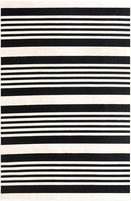 Black and White 6' 4 x 9' Milano Rectangle Area Rug 100% Polyester with Cotton Backing Modern Contemporary Carpet for Home Decor Interior Design for Sale at Rug Engine