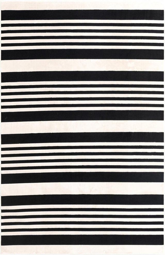 Black and White 6' 4 x 9' Milano Rectangle Area Rug 100% Polyester with Cotton Backing Modern Contemporary Carpet for Home Decor Interior Design for Sale at Rug Engine