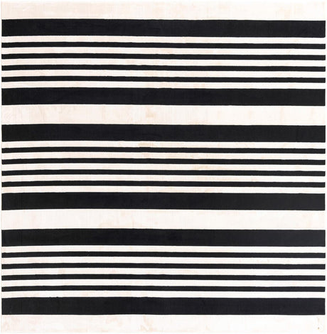 Black and White 8' 3 x 8' 3 Milano Square Area Rug 100% Polyester with Cotton Backing Modern Contemporary Carpet for Home Decor Interior Design for Sale at Rug Engine