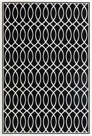 Black and White 7' 1 x 10' Milano Rectangle Area Rug 100% Polyester with Cotton Backing Modern Contemporary Carpet for Home Decor Interior Design for Sale at Rug Engine
