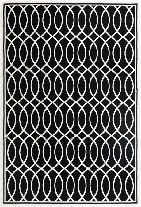 Black and White 7' 1 x 10' Milano Rectangle Area Rug 100% Polyester with Cotton Backing Modern Contemporary Carpet for Home Decor Interior Design for Sale at Rug Engine