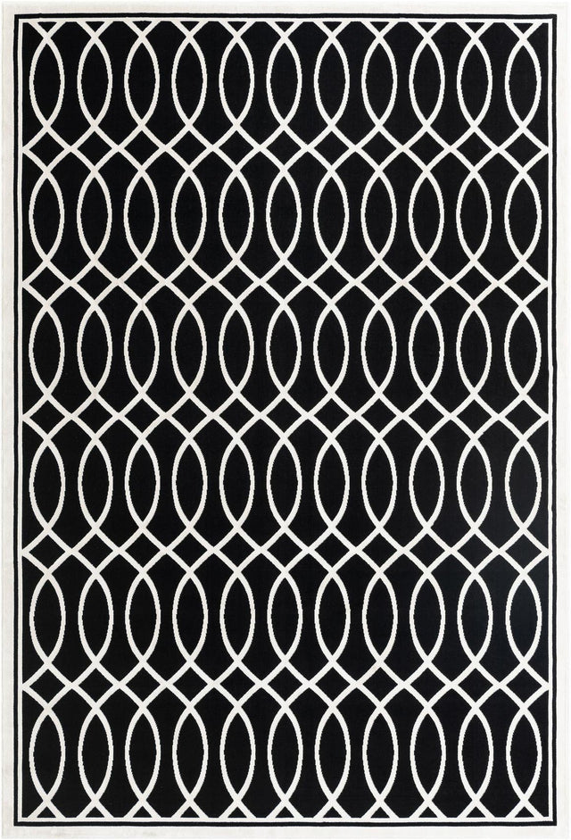 Black and White 7' 1 x 10' Milano Rectangle Area Rug 100% Polyester with Cotton Backing Modern Contemporary Carpet for Home Decor Interior Design for Sale at Rug Engine