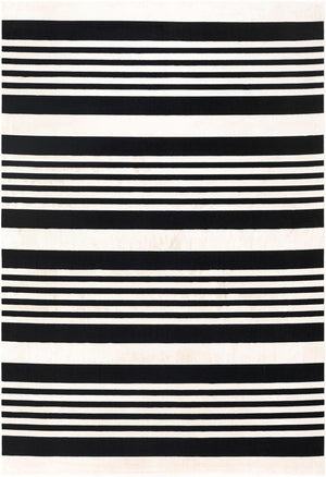 Black and White 7' 1 x 10' Milano Rectangle Area Rug 100% Polyester with Cotton Backing Modern Contemporary Carpet for Home Decor Interior Design for Sale at Rug Engine