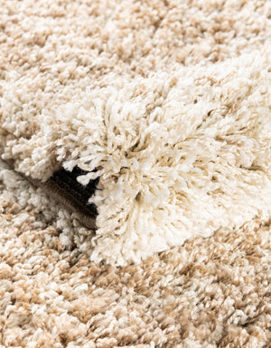 Beige and Ivory 5' 3 x 8' Soft Touch Shag Rectangle Area Rug Thick Soft Touch Fluffy & Plush Shaggy Pile