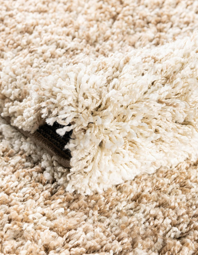 Beige and Ivory 5' 3 x 8' Soft Touch Shag Rectangle Area Rug Thick Soft Touch Fluffy & Plush Shaggy Pile