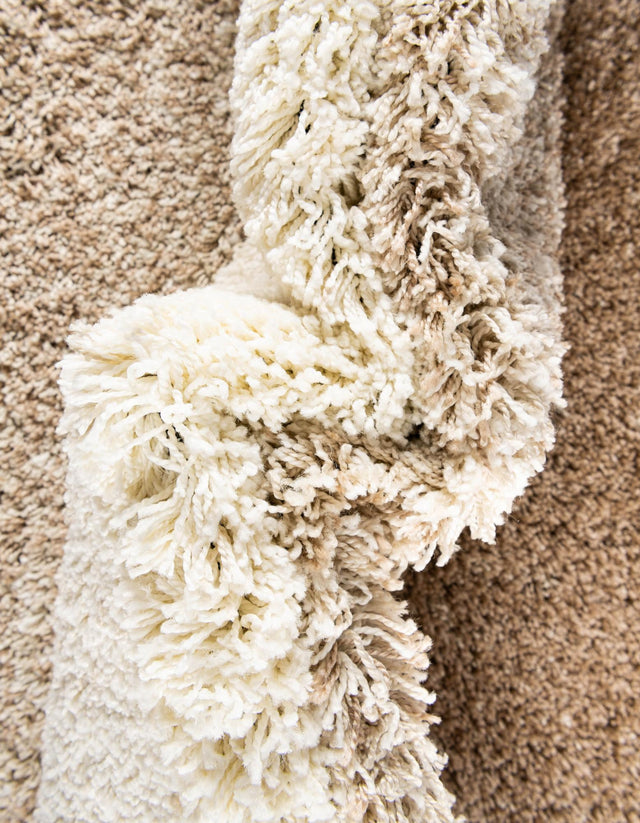 Beige and Ivory 5' 3 x 8' Soft Touch Shag Rectangle Area Rug Thick Soft Touch Fluffy & Plush Shaggy Pile
