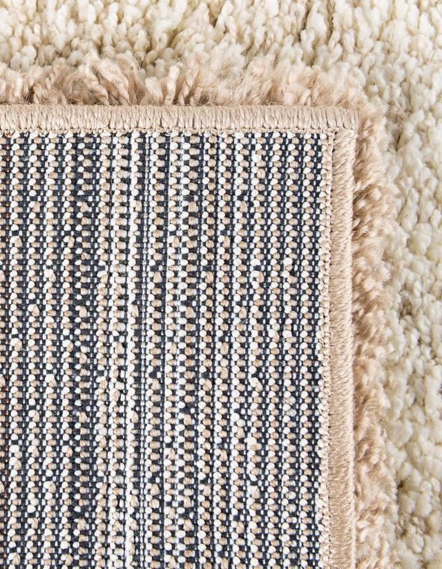 Beige and Ivory 5' 3 x 8' Soft Touch Shag Rectangle Area Rug Thick Soft Touch Fluffy & Plush Shaggy Pile