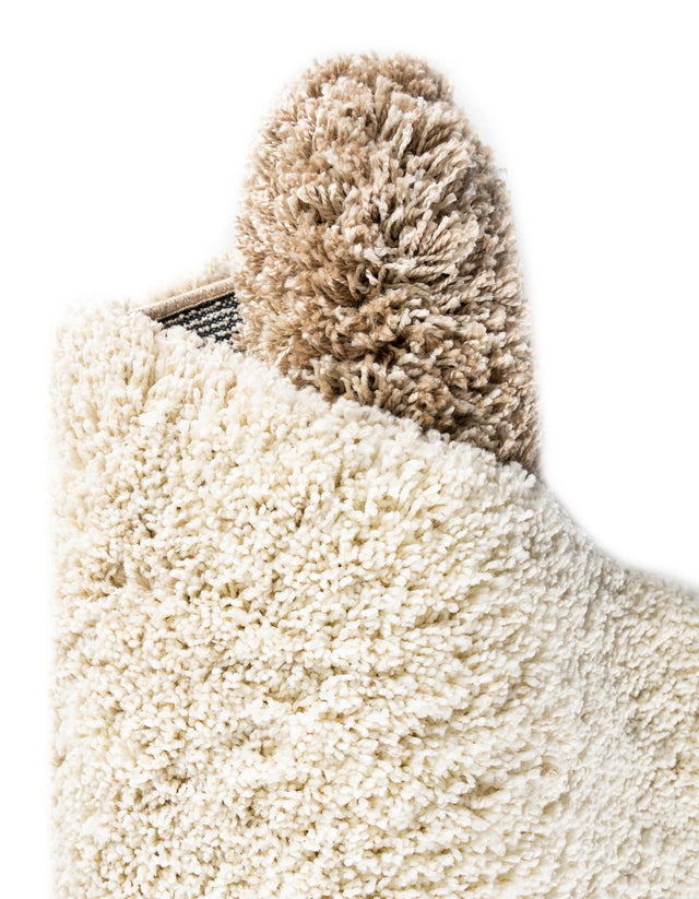 Beige and Ivory 5' 3 x 8' Soft Touch Shag Rectangle Area Rug Thick Soft Touch Fluffy & Plush Shaggy Pile