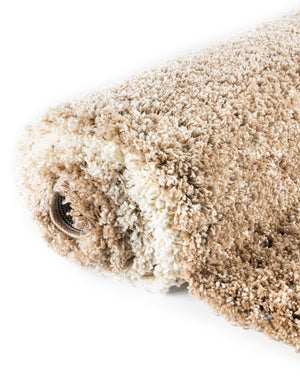 Beige and Ivory 5' 3 x 8' Soft Touch Shag Rectangle Area Rug Thick Soft Touch Fluffy & Plush Shaggy Pile