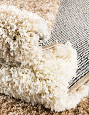 Beige and Ivory 5' 3 x 8' Soft Touch Shag Rectangle Area Rug Thick Soft Touch Fluffy & Plush Shaggy Pile