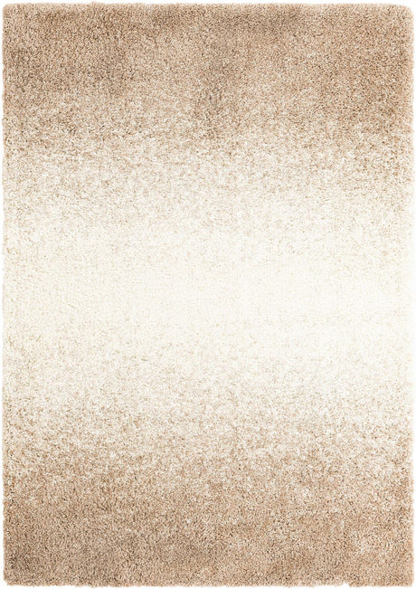Beige and Ivory 5' 3 x 8' Soft Touch Shag Rectangle Area Rug Thick Soft Touch Fluffy & Plush Shaggy Pile