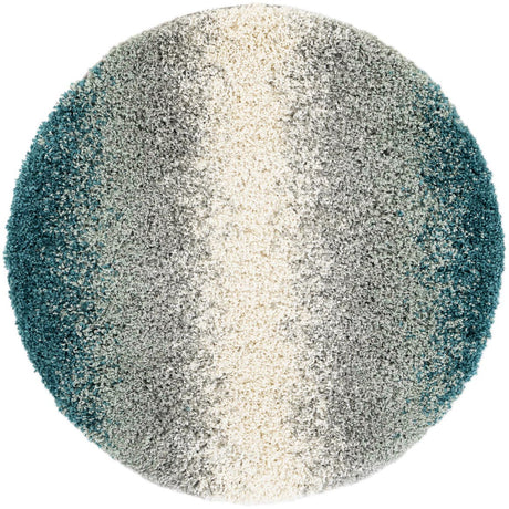 Teal 3' 3 x 3' 3 Soft Touch Shag Round Area Rug Thick Soft Touch Fluffy & Plush Shaggy Pile