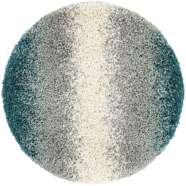 Teal 3' 3 x 3' 3 Soft Touch Shag Round Area Rug Thick Soft Touch Fluffy & Plush Shaggy Pile