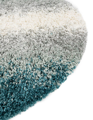 Teal 3' 3 x 3' 3 Soft Touch Shag Round Area Rug Thick Soft Touch Fluffy & Plush Shaggy Pile