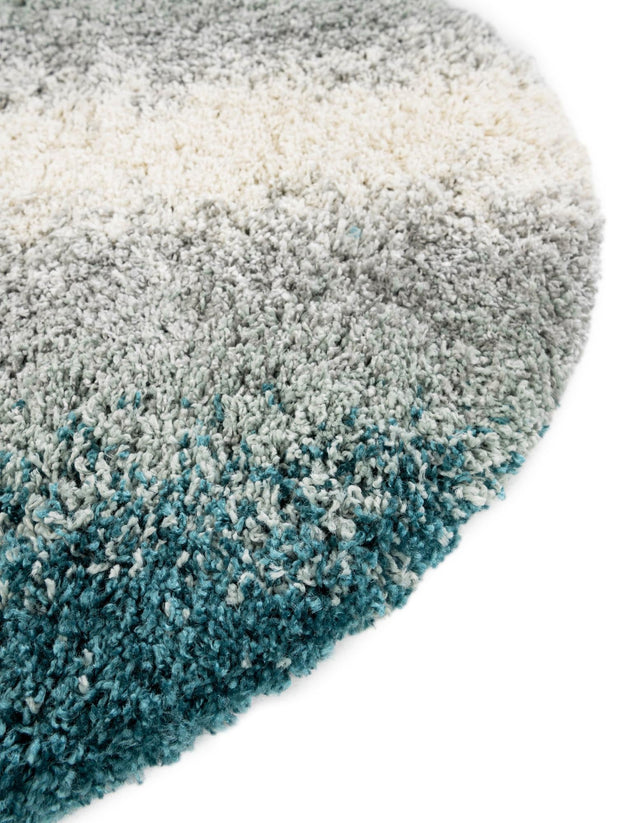 Teal 3' 3 x 3' 3 Soft Touch Shag Round Area Rug Thick Soft Touch Fluffy & Plush Shaggy Pile
