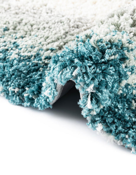 Teal 7' 10 x 7' 10 Soft Touch Shag Round Area Rug Thick Soft Touch Fluffy & Plush Shaggy Pile 100% Polypropylene Unique Carpet for Modern Home Interiors for Sale at Rug Engine