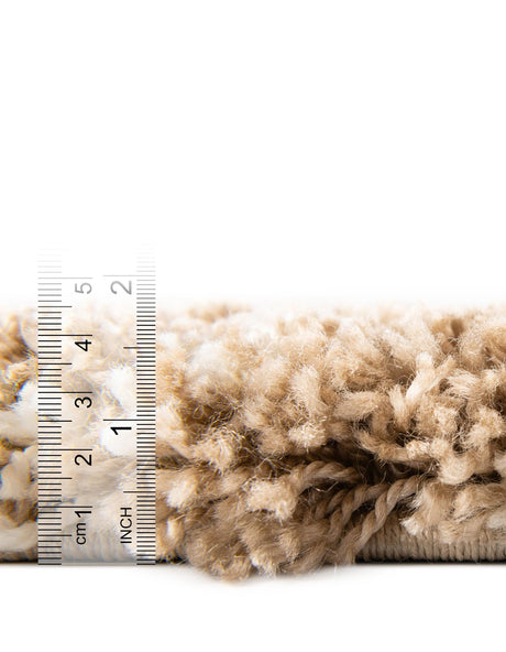 Beige and Ivory 5' 3 x 8' Soft Touch Shag Rectangle Area Rug Thick Soft Touch Fluffy & Plush Shaggy Pile