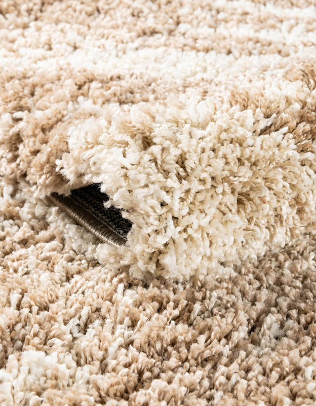 Beige and Ivory 5' 3 x 8' Soft Touch Shag Rectangle Area Rug Thick Soft Touch Fluffy & Plush Shaggy Pile