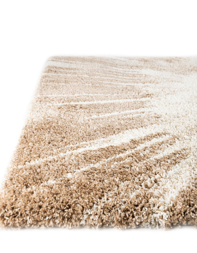 Beige and Ivory 5' 3 x 8' Soft Touch Shag Rectangle Area Rug Thick Soft Touch Fluffy & Plush Shaggy Pile