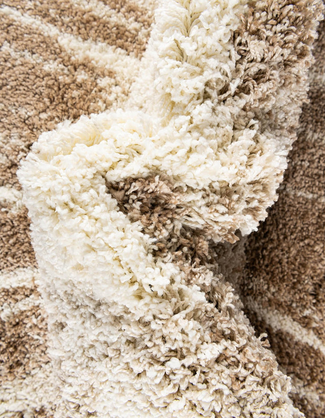 Beige and Ivory 5' 3 x 8' Soft Touch Shag Rectangle Area Rug Thick Soft Touch Fluffy & Plush Shaggy Pile