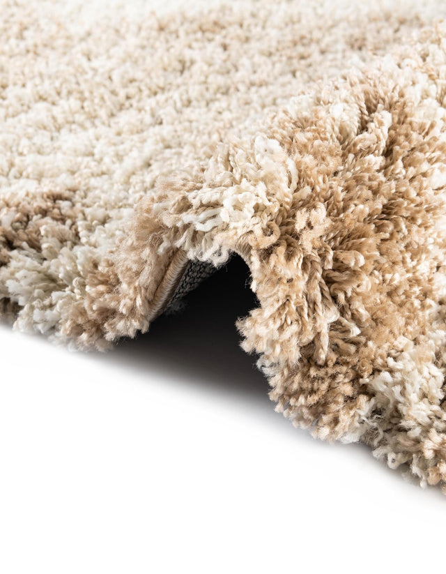 Beige and Ivory 5' 3 x 8' Soft Touch Shag Rectangle Area Rug Thick Soft Touch Fluffy & Plush Shaggy Pile