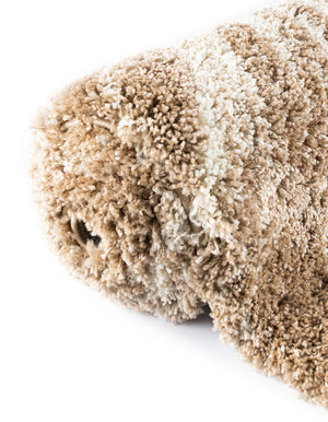 Beige and Ivory 5' 3 x 8' Soft Touch Shag Rectangle Area Rug Thick Soft Touch Fluffy & Plush Shaggy Pile