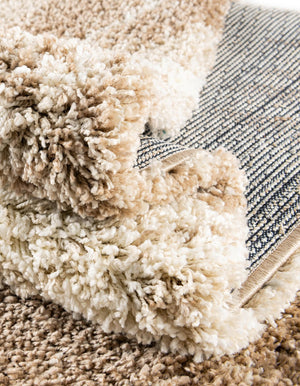 Beige and Ivory 5' 3 x 8' Soft Touch Shag Rectangle Area Rug Thick Soft Touch Fluffy & Plush Shaggy Pile