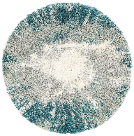 Teal 3' 3 x 3' 3 Soft Touch Shag Round Area Rug Thick Soft Touch Fluffy & Plush Shaggy Pile