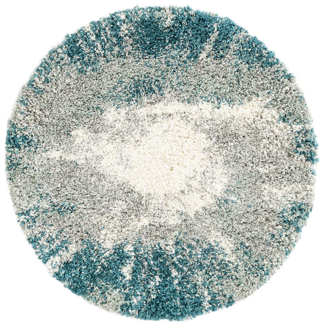 Teal 3' 3 x 3' 3 Soft Touch Shag Round Area Rug Thick Soft Touch Fluffy & Plush Shaggy Pile